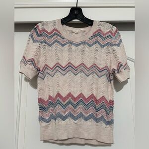 MOTH Anthropologie Chevron Knit Short Sleeve Sweater